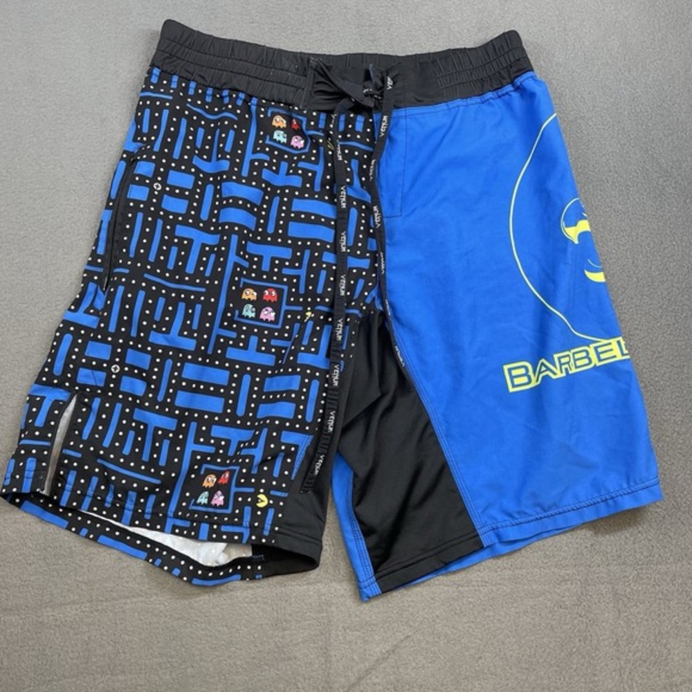 Barbell Voodoo Men Activewear Shorts Blue Black PacMan Retro CrossFit‎ Gym S